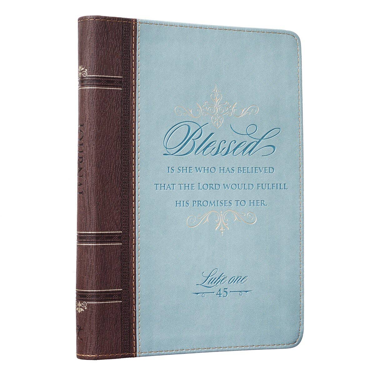 Journal Classic Zip Teal/Brown Blessed Luke 1:45