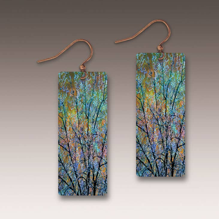 Blue Branches Artistic Banner Earrings