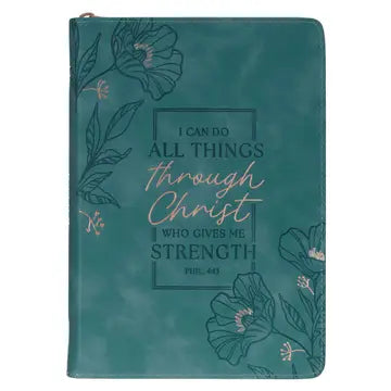 Journal Classic Zip Teal All Things Through Christ