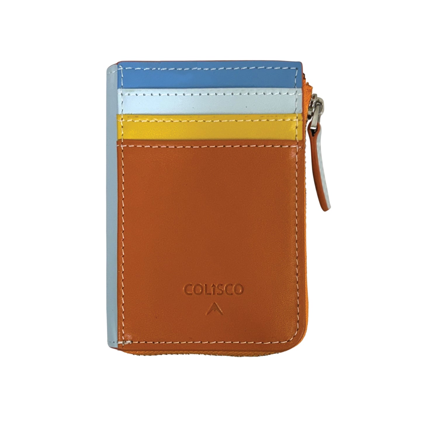 Card Holder W/ Zippered Wallet Multicolored, Orange