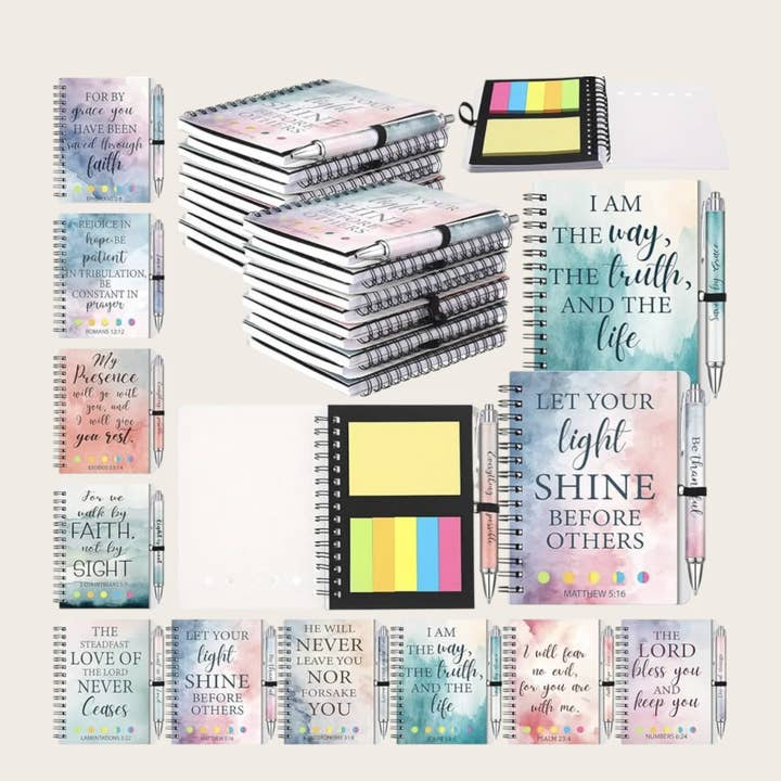 Christian Bible verse notebook and pen set