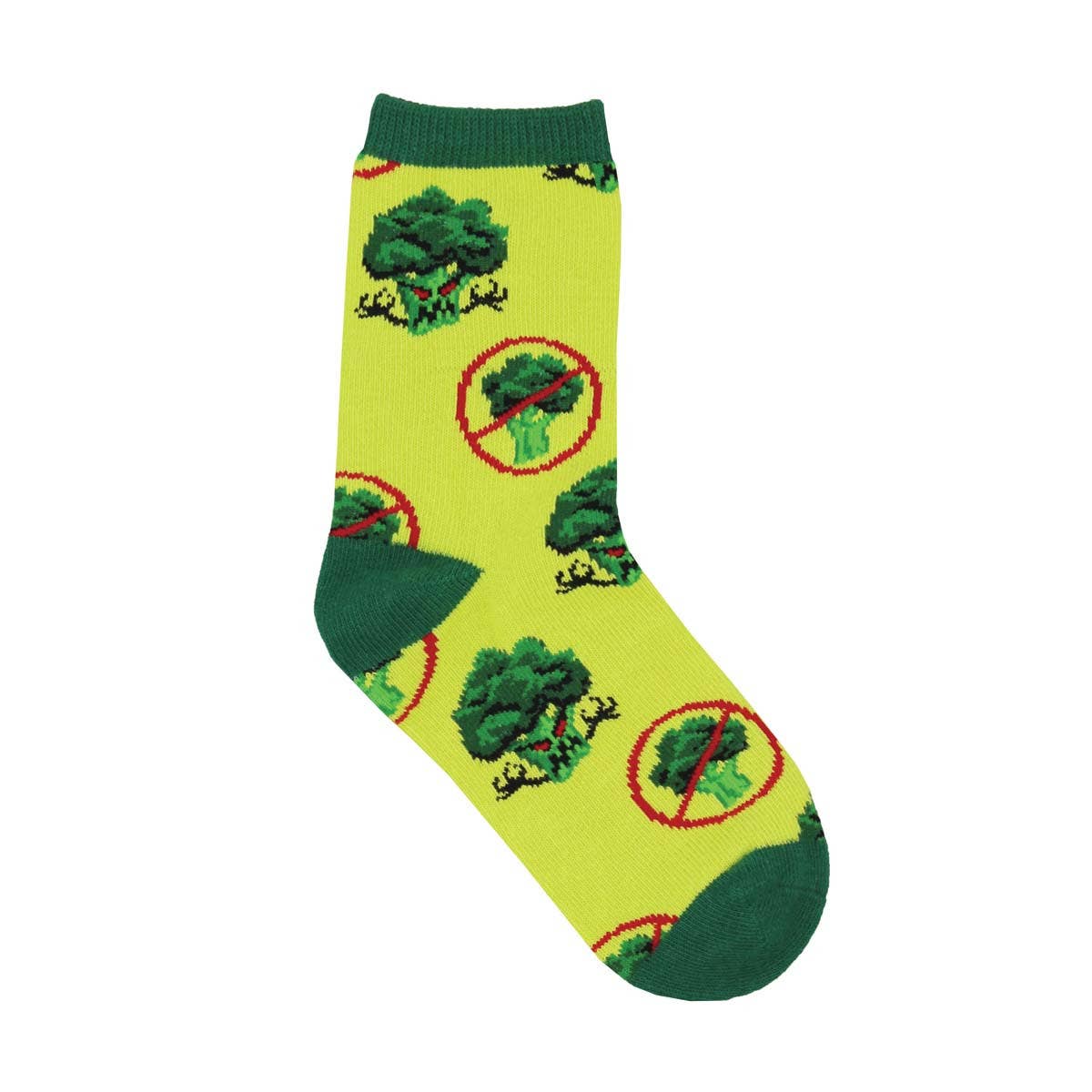Kids' Cotton Crew Socks Broccoli Monster