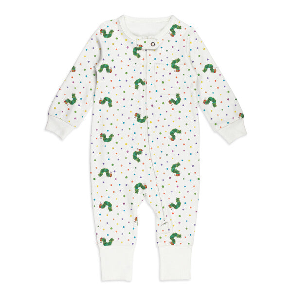 Organic Footless 2-way Zipper Romper - Caterpillar