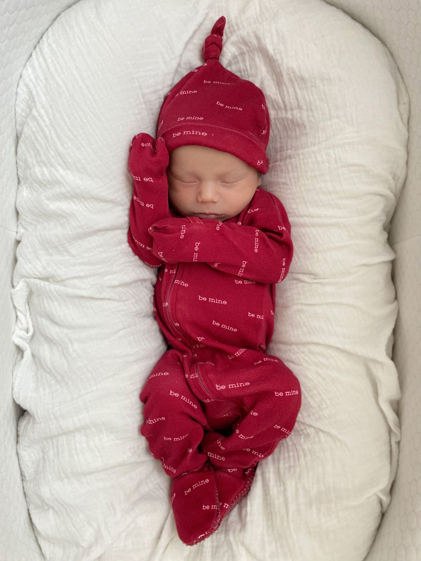 Organic 2-Way Zipper Footie - Be Mine