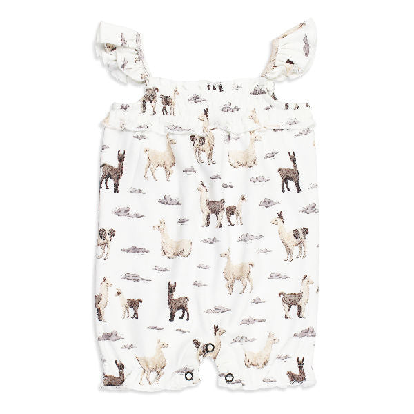Organic Smocked Bubble Romper - Llama