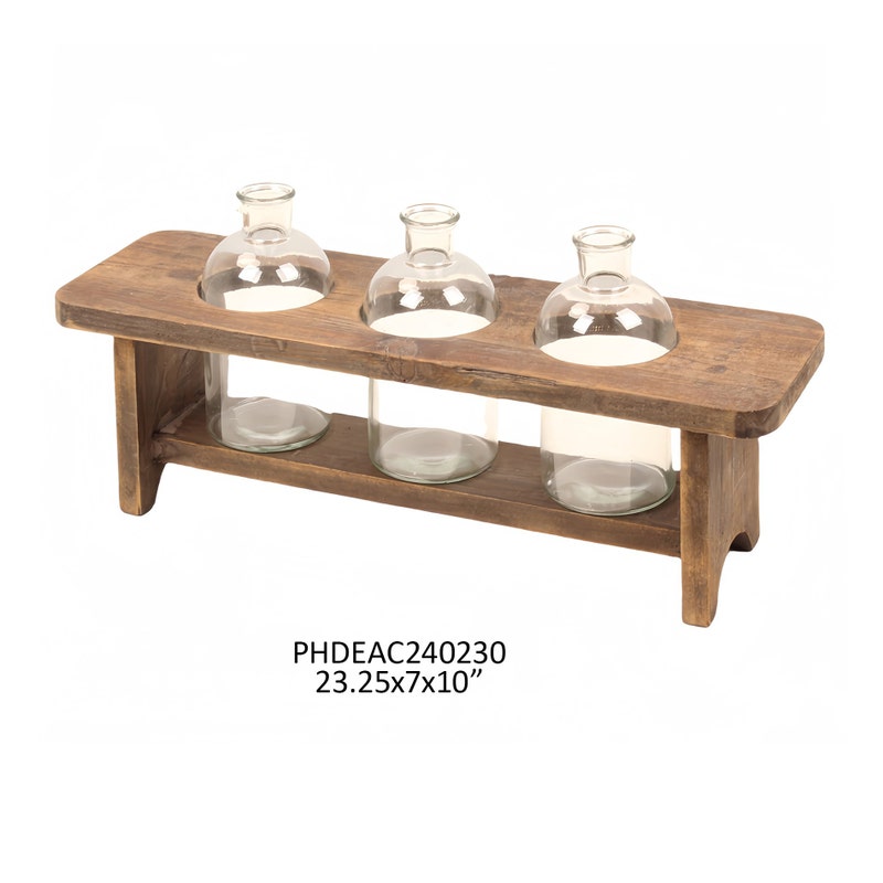 Flower Lab Wooden Stand with 3 Bottles