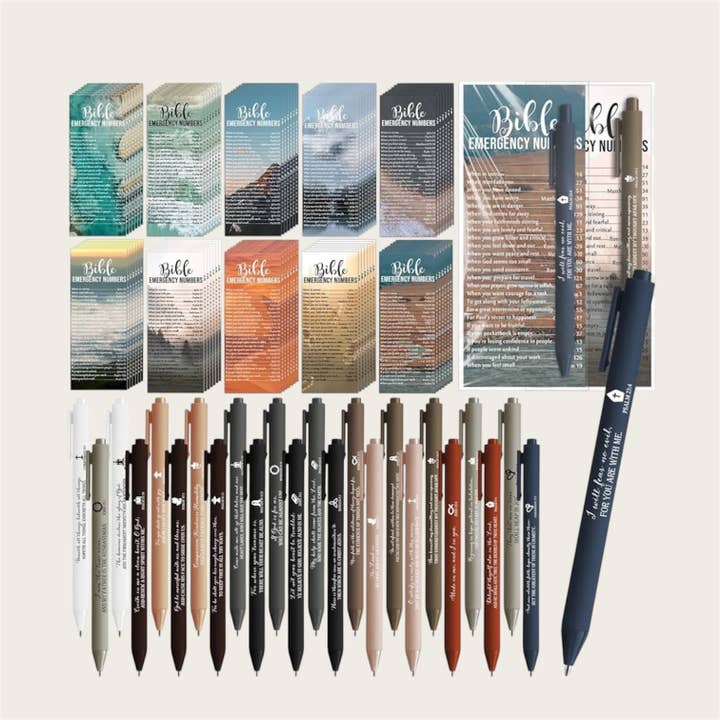 Christian Bible verse bookmark and pen set