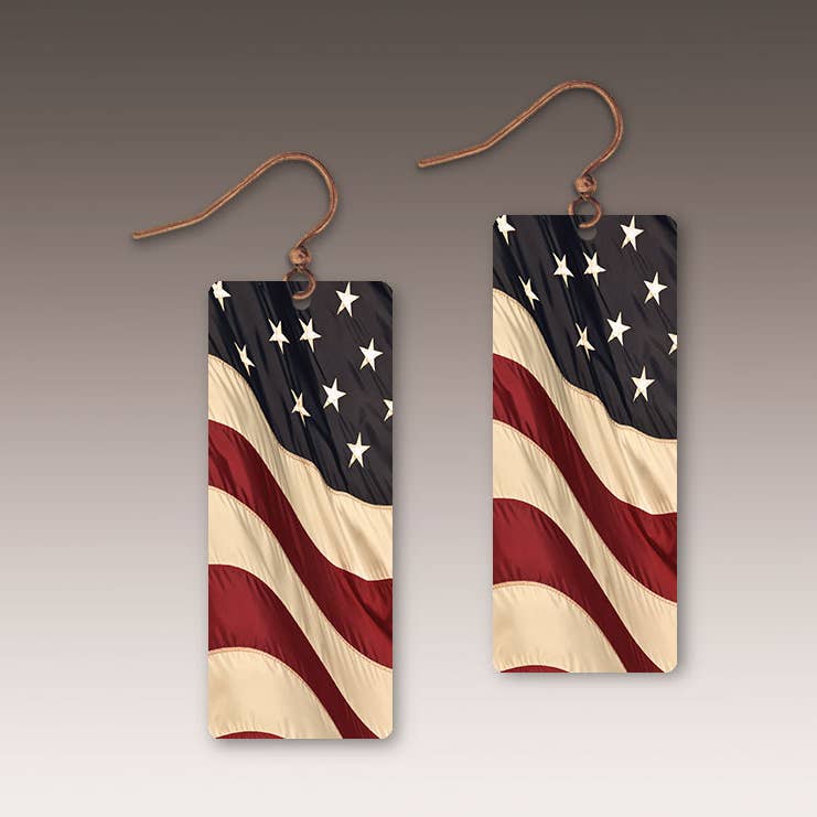 Fourth of July Patriotic Flag Banner Handmade Earrings