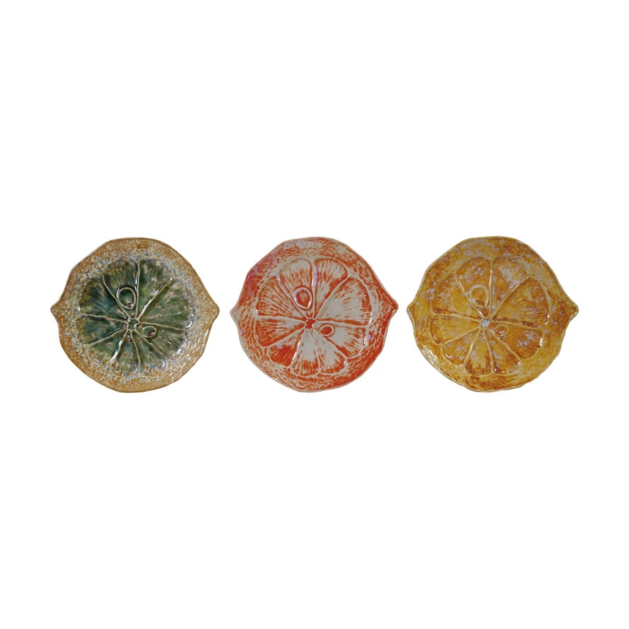 Stoneware Citrus Shaped Plate, 3 Colors
