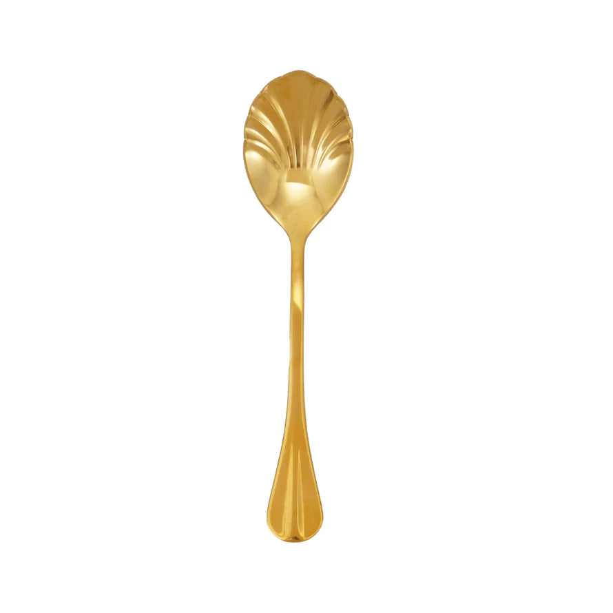 Stainless Steel Shell Shaped Spoon, Gold Finish