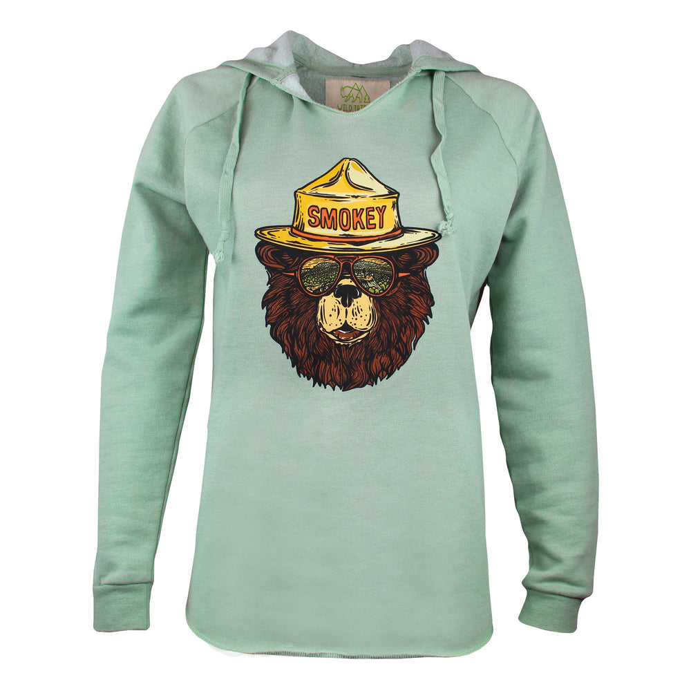 Smokey the Groovy Bear Women's Hooded Sweatshirt Sage
