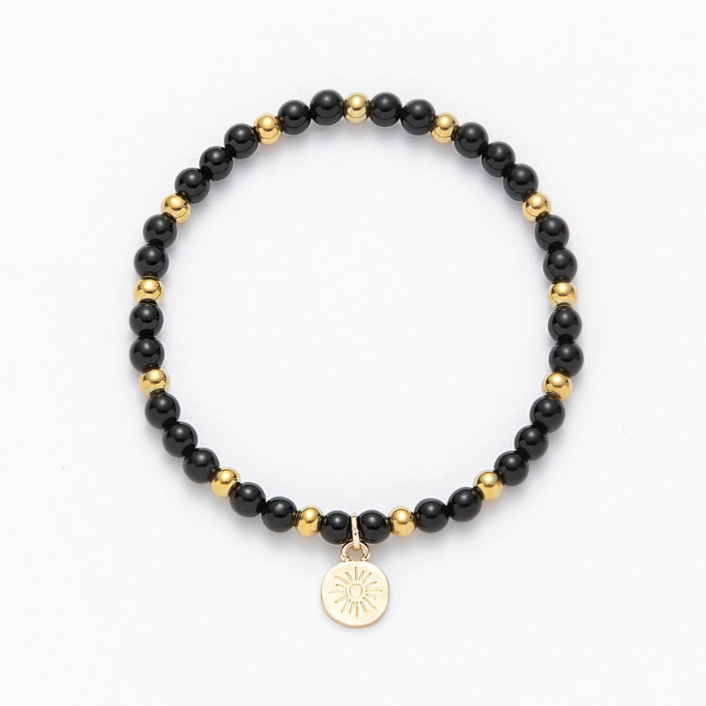 Gold & Black Beaded Bracelet