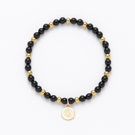 Gold & Black Beaded Bracelet