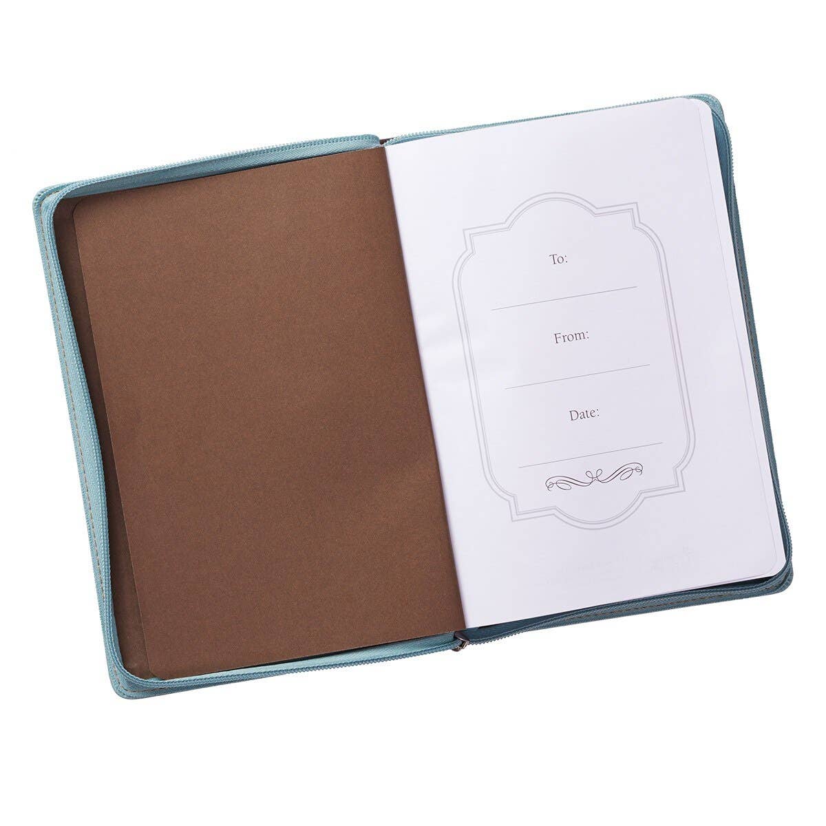 Journal Classic Zip Teal/Brown  Blessed Luke 1:45