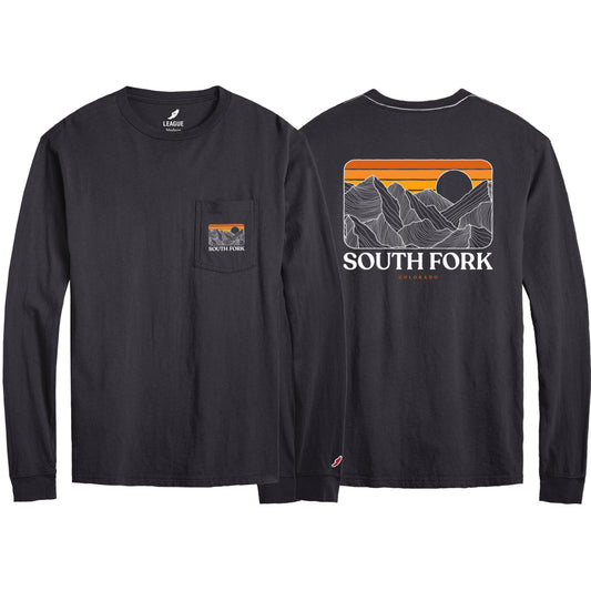 Long Sleeve Pocket Tee Vintage Black Topo South Fork