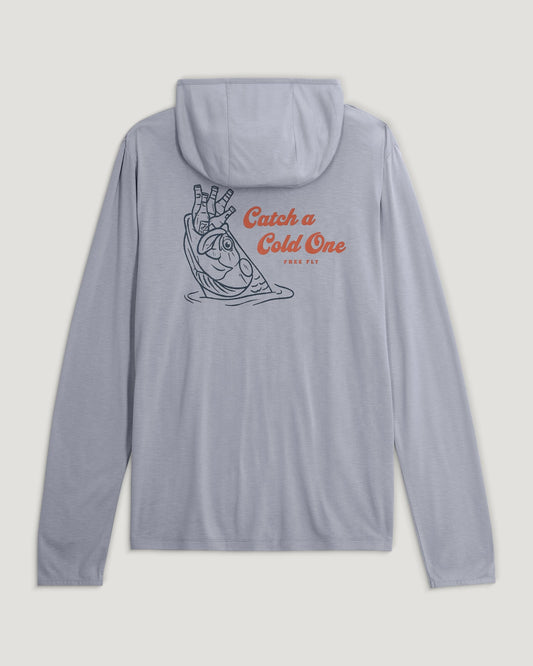 Men's Bamboo Lightweight Graphic Hoodie - Catch a Cold One Aspen Grey