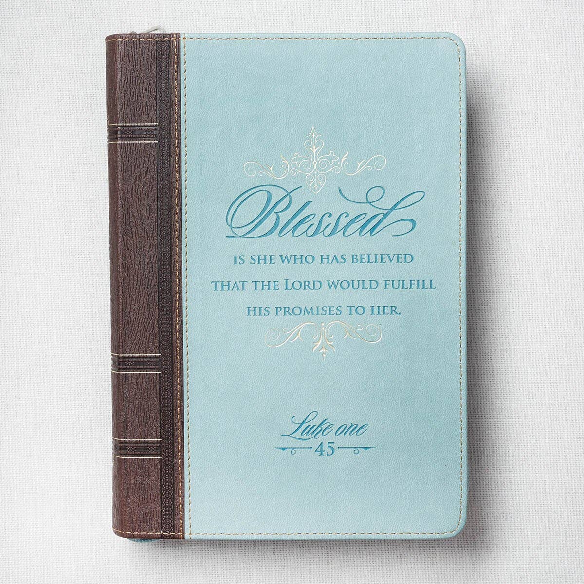 Journal Classic Zip Teal/Brown  Blessed Luke 1:45