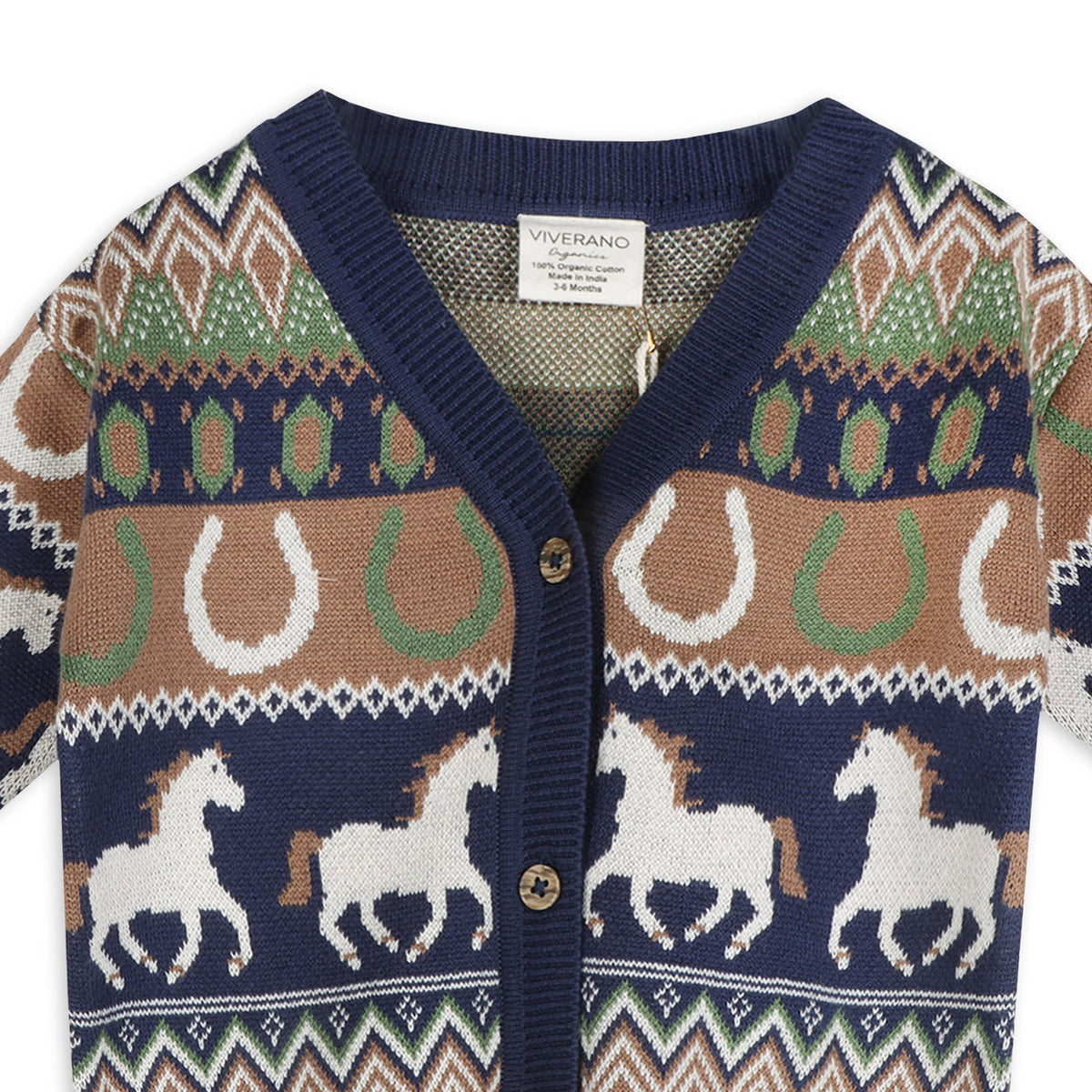 Western Jacquard Knit Baby Cardigan (Organic Cotton)