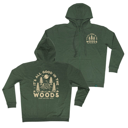 Good in the Woods | Zip-Up Hoodie | Heather Forest