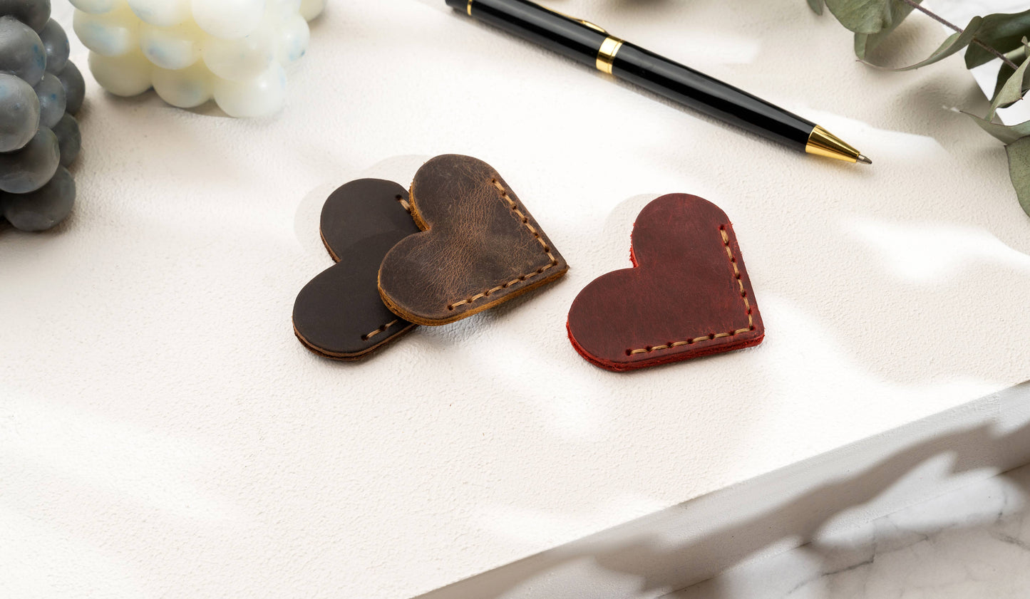 Leather Heart Bookmark, Reader Gift, Book accessories