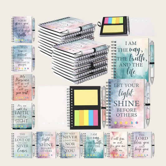 Christian Bible verse notebook and pen set