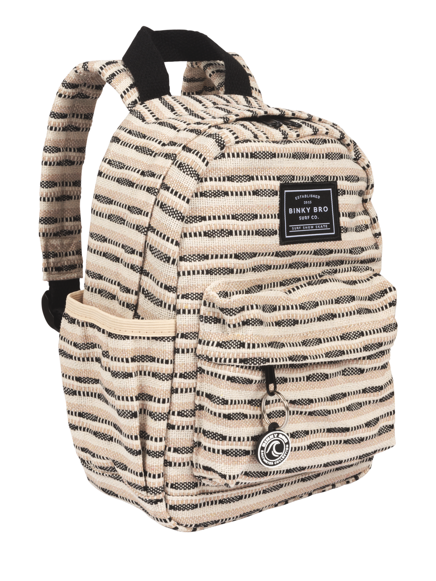 Kids Backpack (Black Striped Canvas)