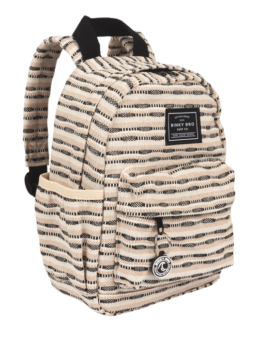 Kids Backpack (Black Striped Canvas)