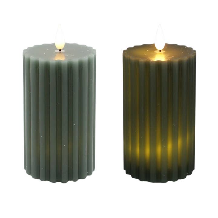 6 in Green Ridged LED Votive