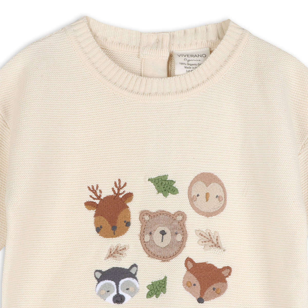 Woodland Animals Knit Baby Pullover (Organic Cotton)