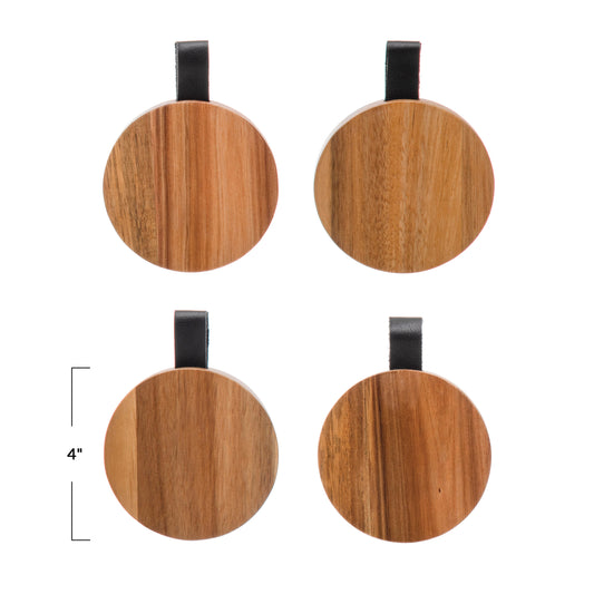 Acacia Wood Coaster with Tab