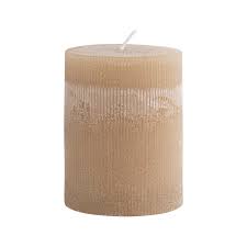 Linen Color w/ Powder Finish Unscented Pleated Pillar Candle