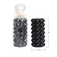 Black Unscented Hobnail Pillar Candle