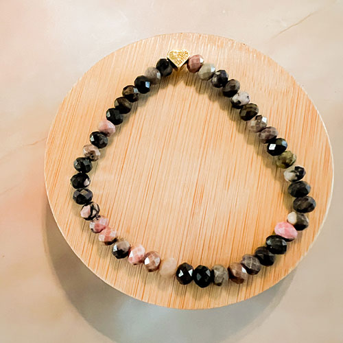 Gemma Heart: Gemstone & Gold Heart Stretch Bracelet
