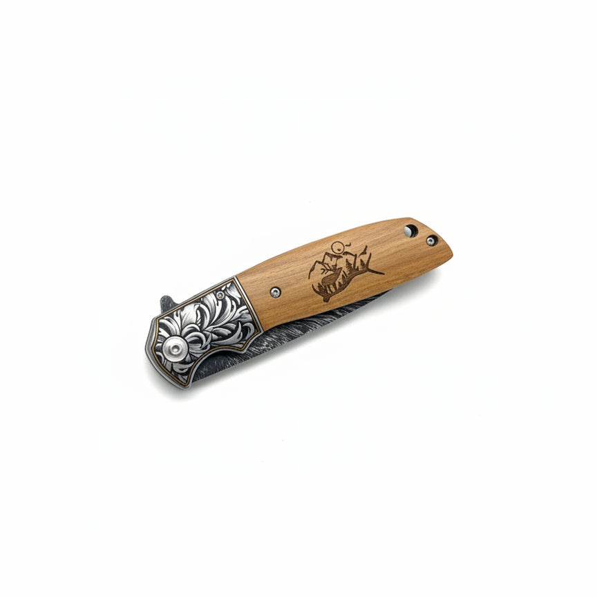 Knife - Tooled Serrated Moose