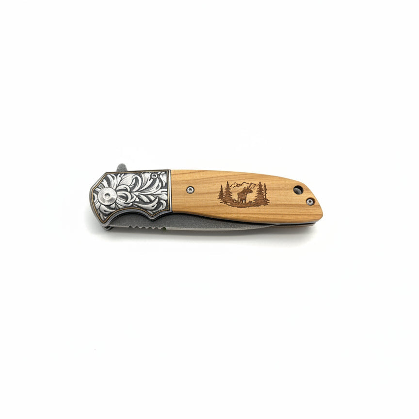 Knife - Tooled Serrated Moose