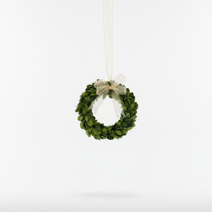 Preserved Boxwood Wreaths with Ivory Ribbon