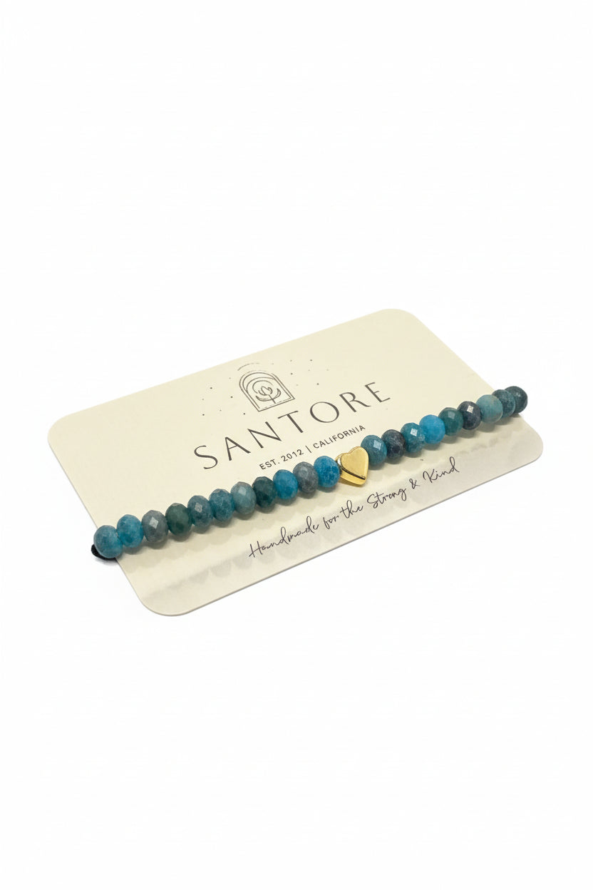 Gemma Heart: Gemstone & Gold Heart Stretch Bracelet