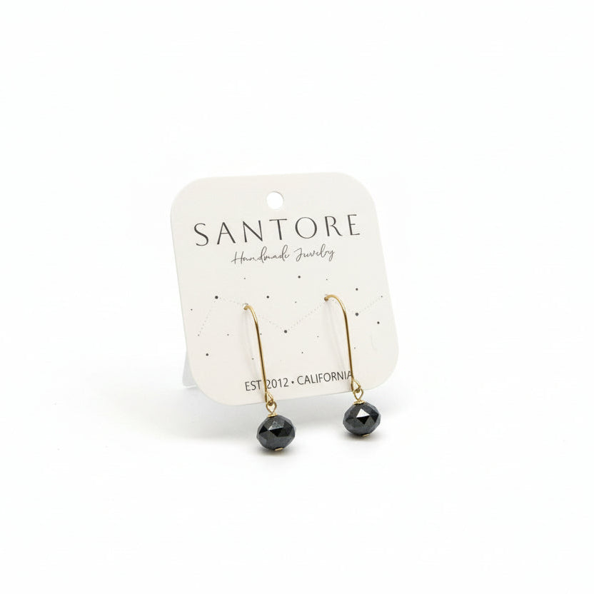 Short Simple Stone Earrings: Brass