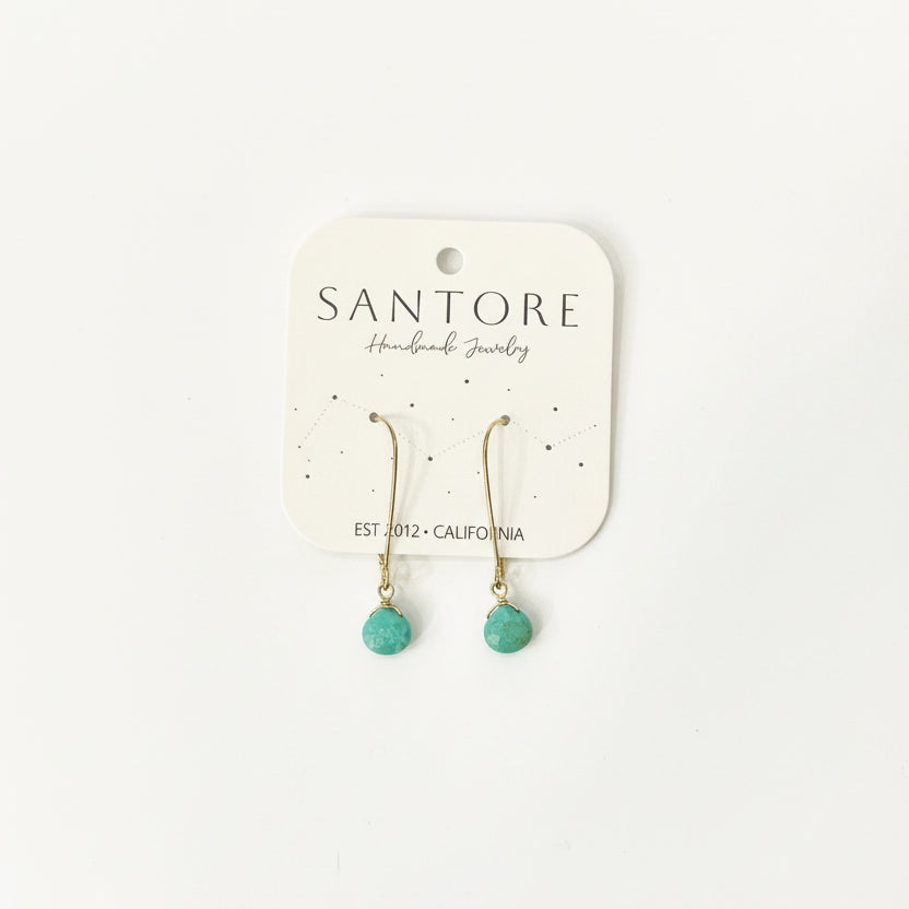 Short Simple Stone Earrings: Brass