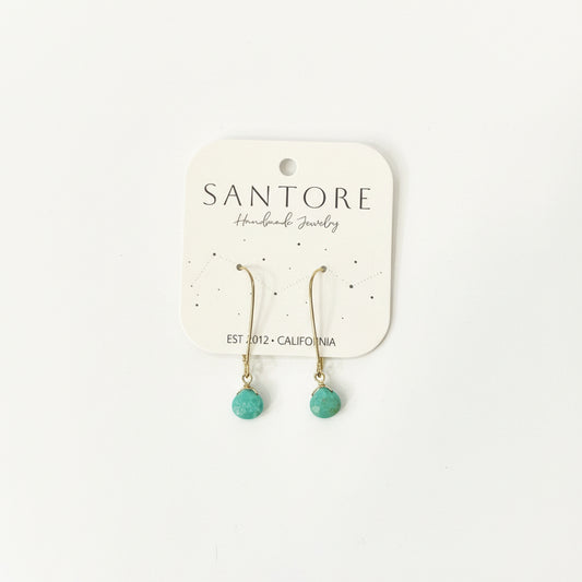 Short Simple Stone Earrings: Brass