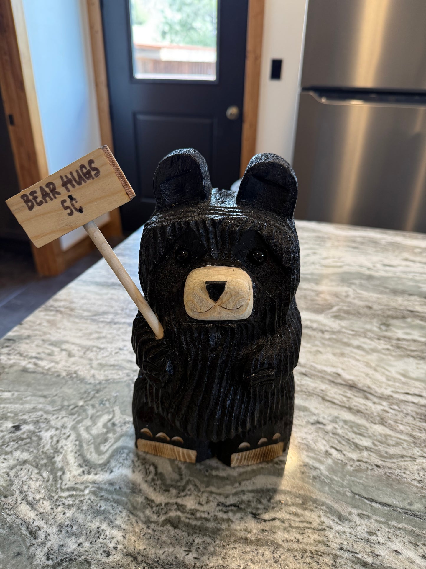 10" Bear Holding Sign Black
