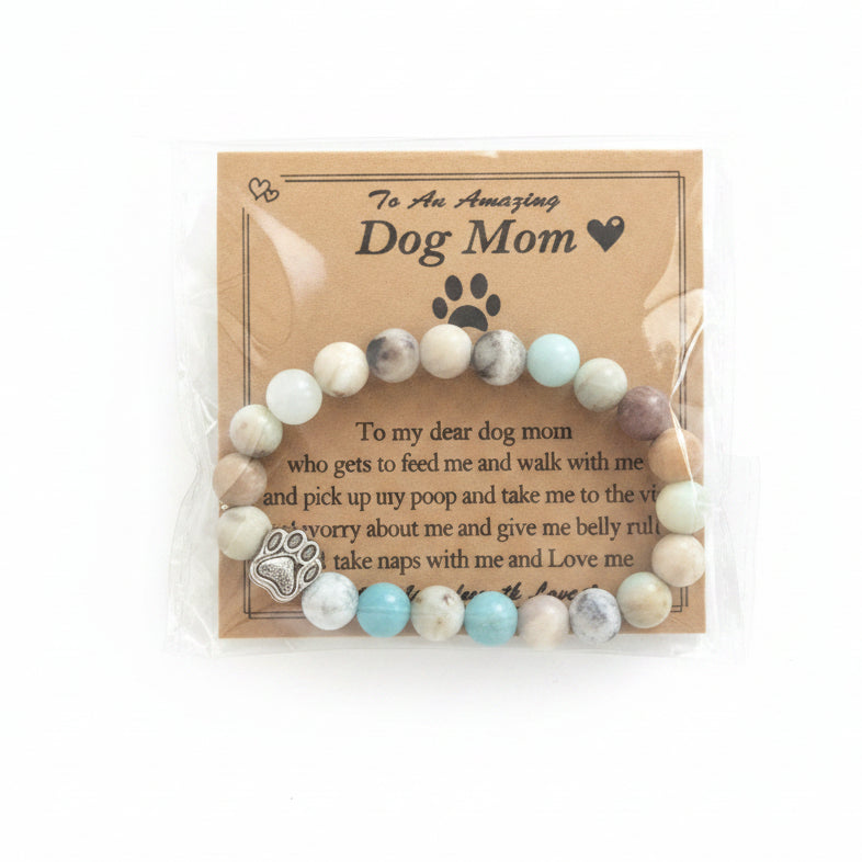 Natural Stone Dog Mom Bracelet