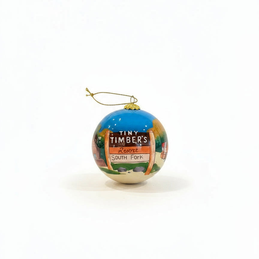 Tiny Timbers Resort Painted Glass Ornament