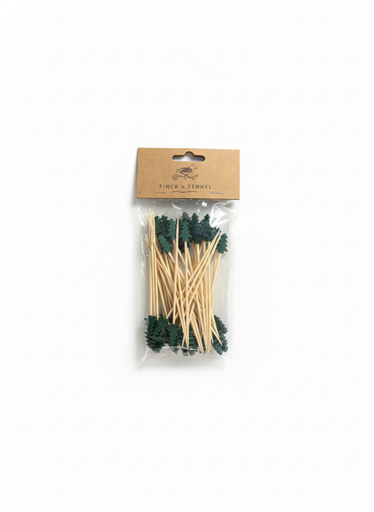 Bamboo Single Use Skewers with Tree Shaped Handles, Set of 50