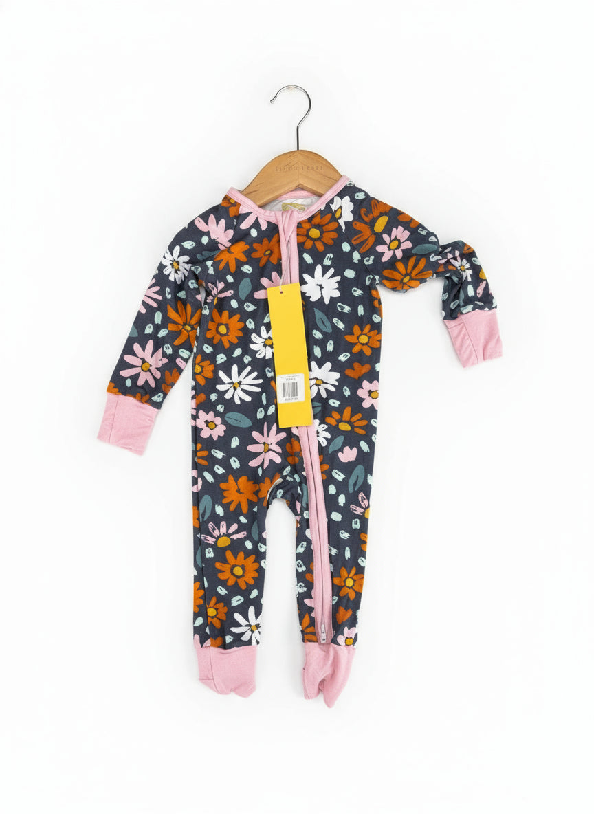 Navy wildflower bamboo zippy