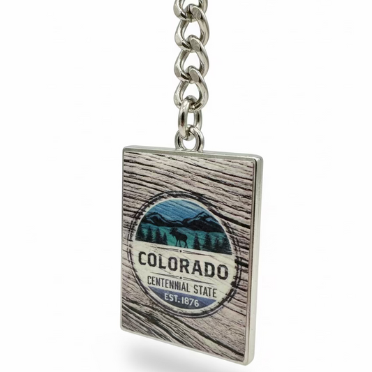 Epoxy Die Cut Keychain Colorado Wood Stamp