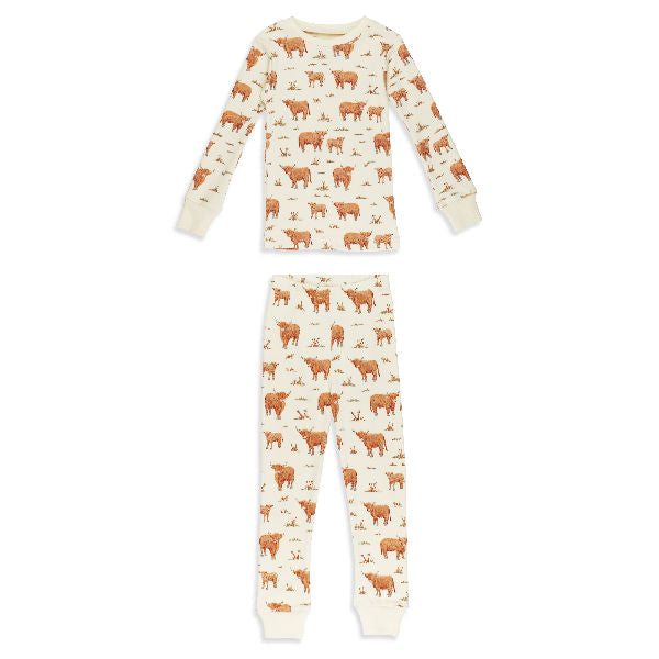 Kids' Organic L/Sleeve PJ Set - Highland Cow