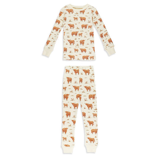 Kids' Organic L/Sleeve PJ Set - Highland Cow