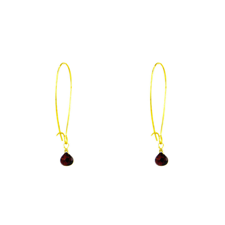 Long Simple Stone Earrings: Brass