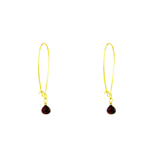 Long Simple Stone Earrings: Brass